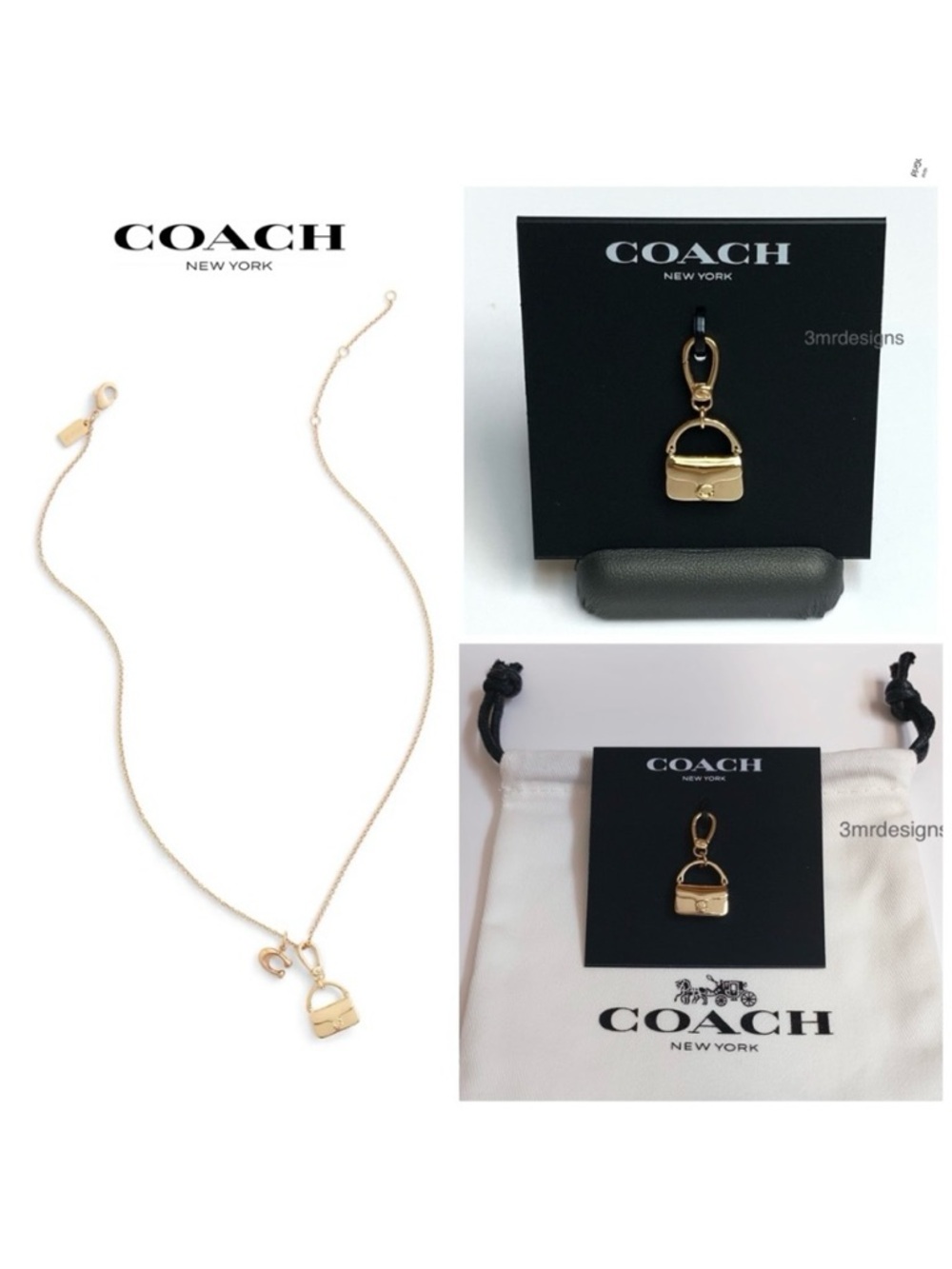NWT COACH TABBY HANDBAG Gold Tone Finish Brass Pendant Charm For Necklace